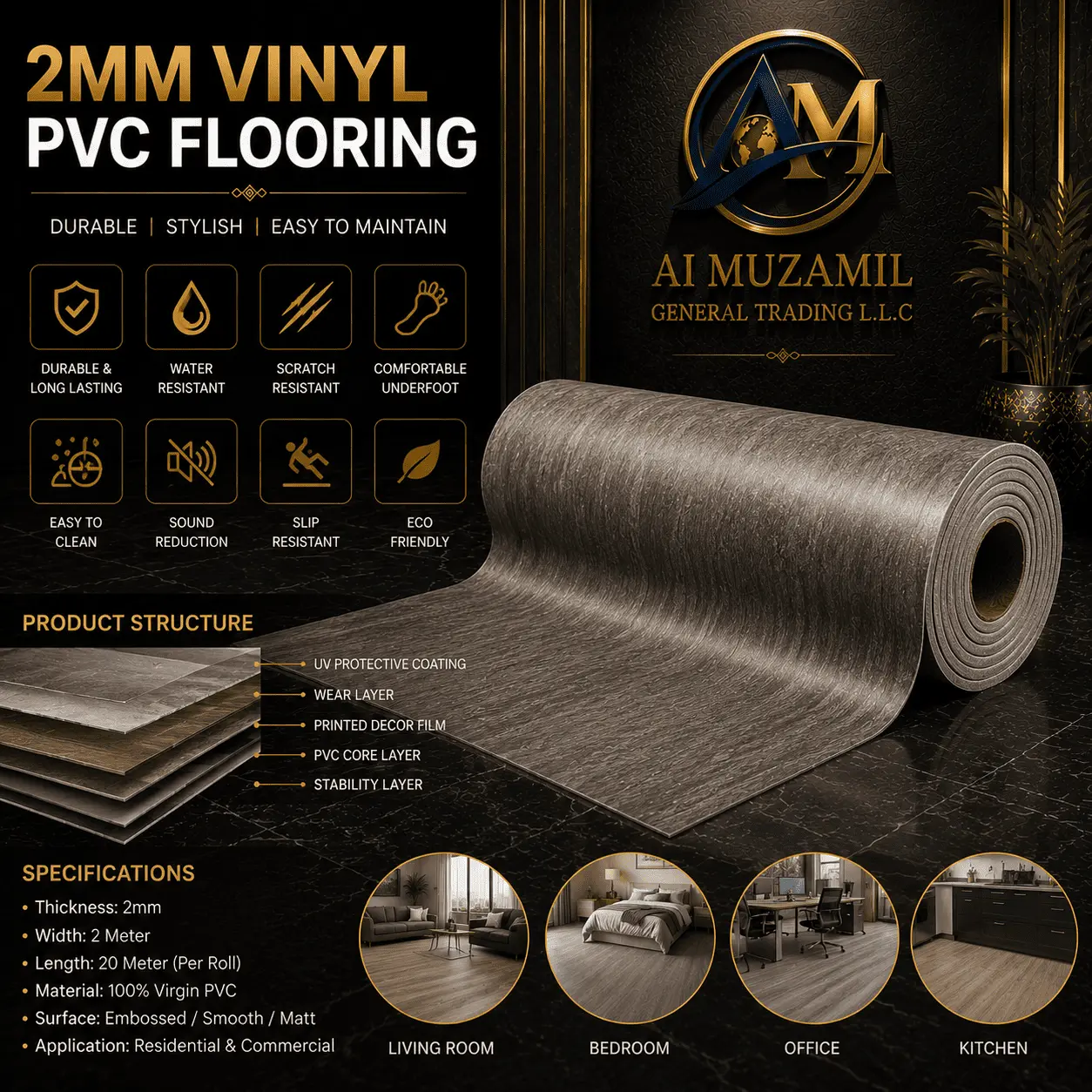 2 MM Vinyl PVC Flooring